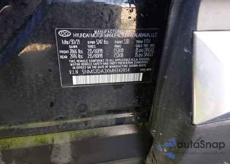 2021 Hyundai Santa Fe Sel z USA, uszkodzony, nr VIN 5NMS2DAJXMH342854